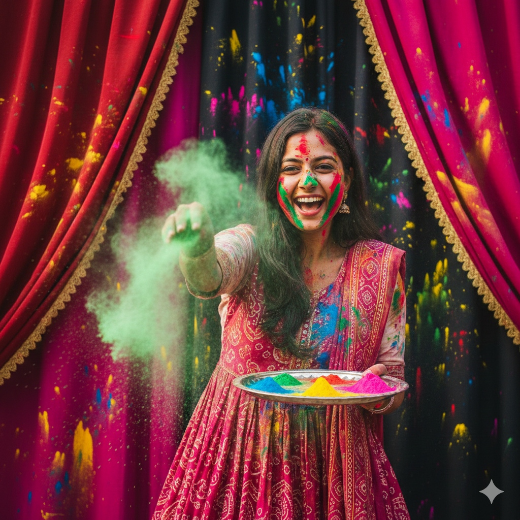 Trending 5 Girls Holi Photo Prompts For Gemini