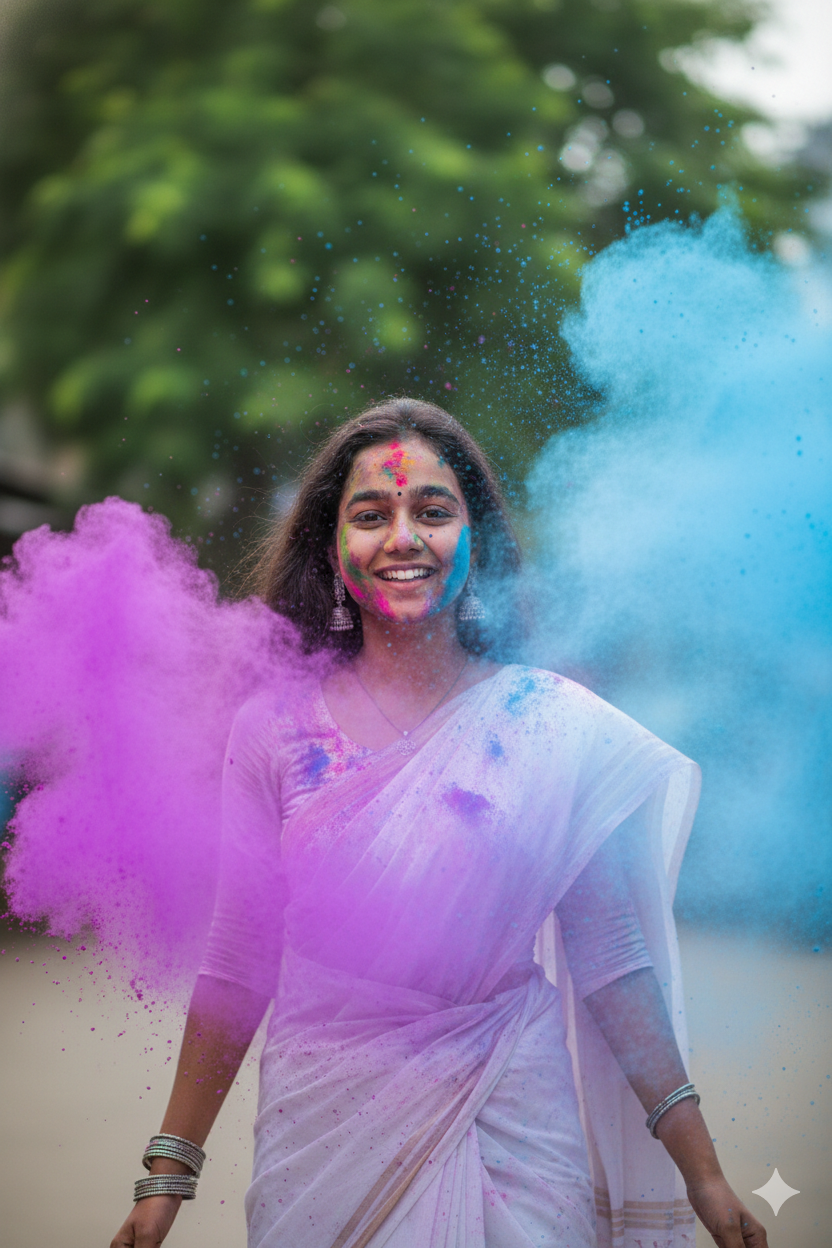 Trending 5 Girls Holi Photo Prompts For Gemini