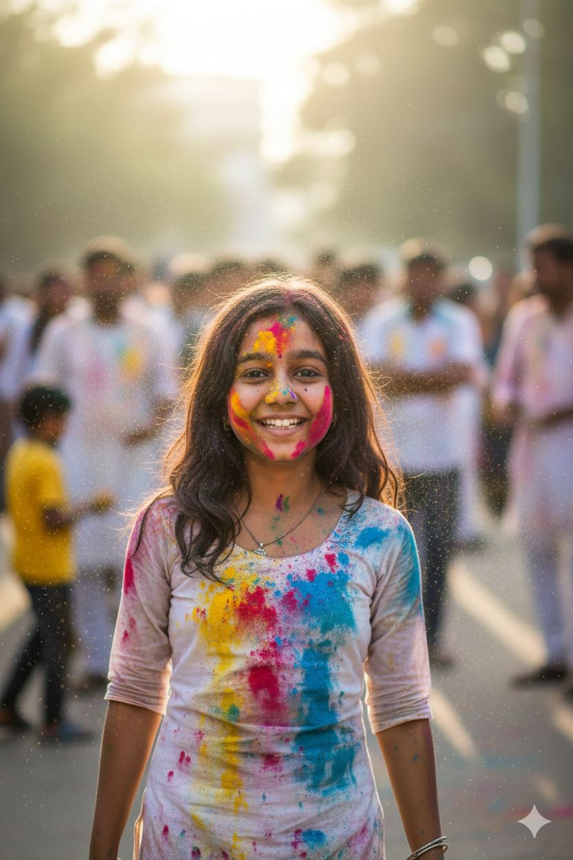 Trending 5 Girls Holi Photo Prompts For Gemini