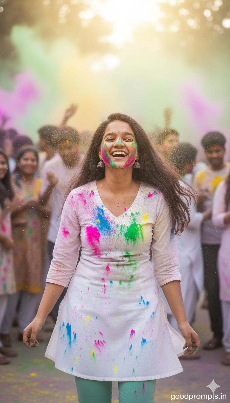 Trending 5 Girls Holi Photo Prompts For Gemini