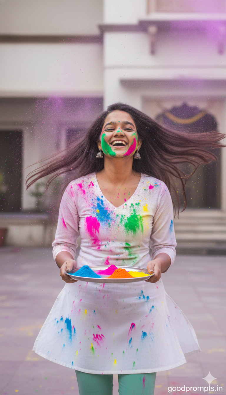 Trending 5 Girls Holi Photo Prompts For Gemini